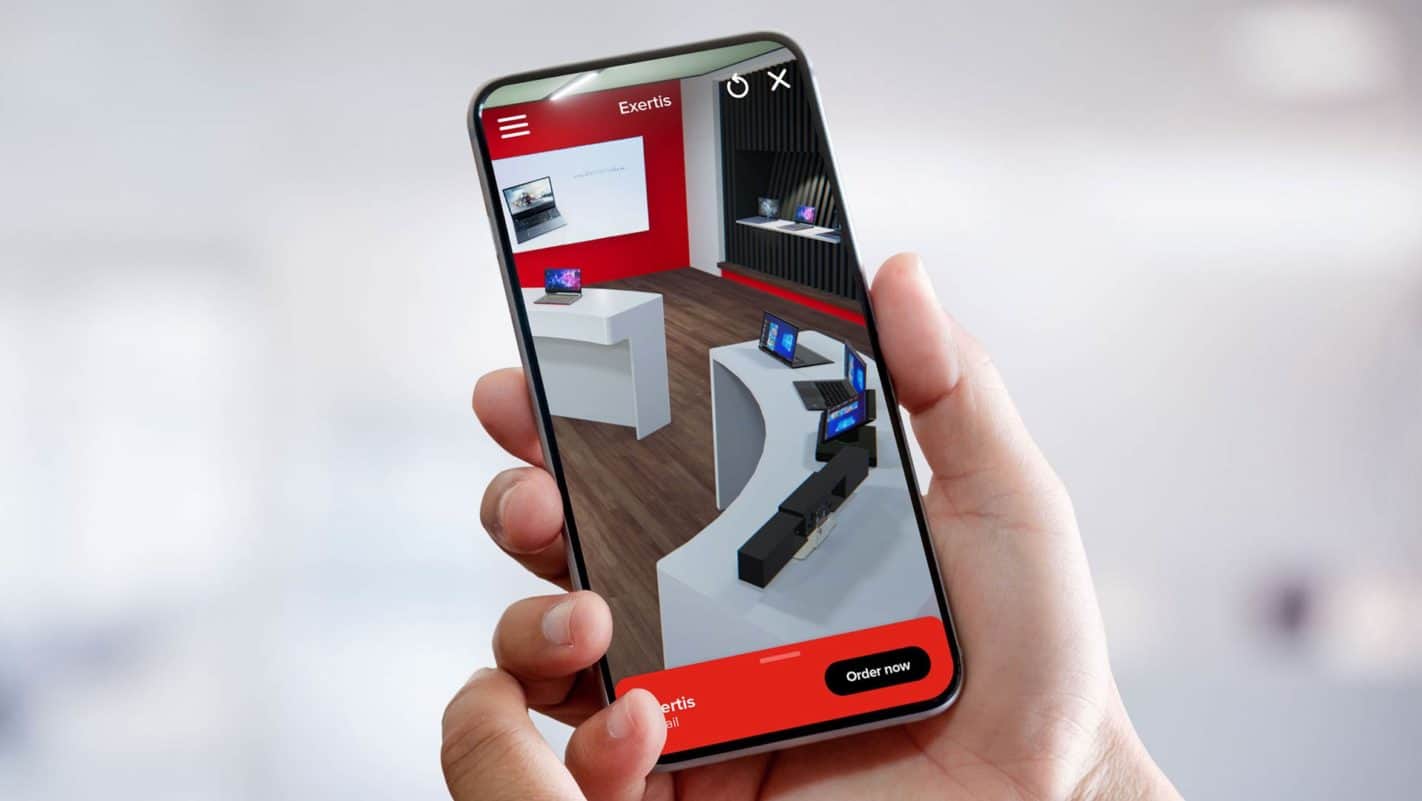 A virtual showroom being explored on a smartphone.