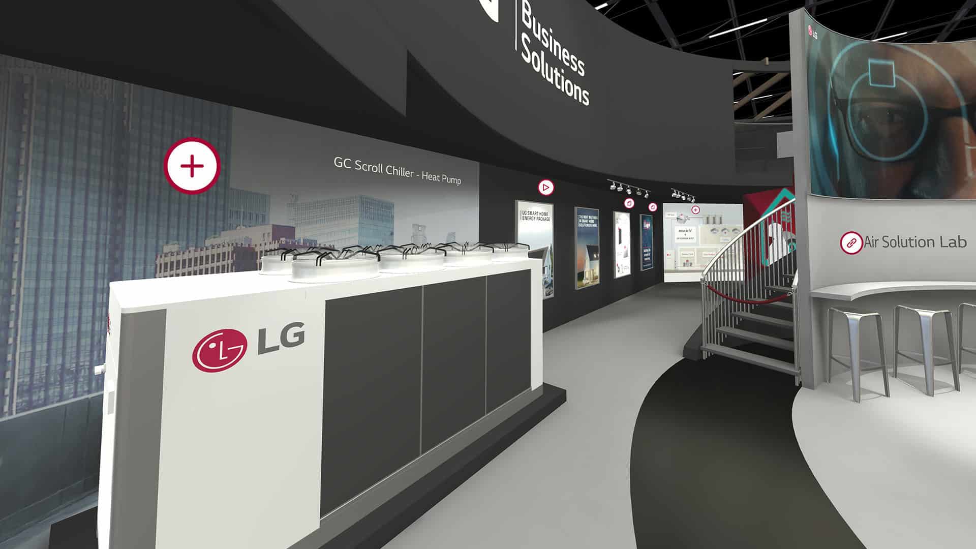 Inside the LG virtual exhibition stand that has various branded stalls to showcase their products.