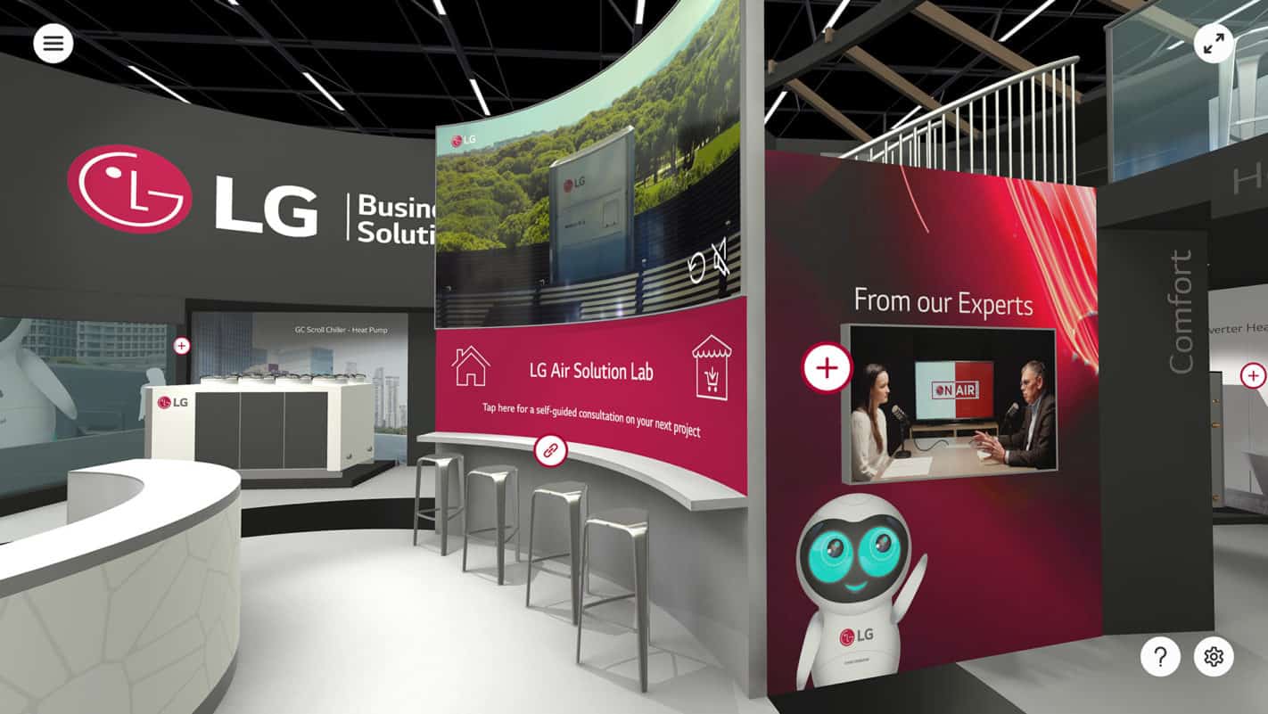 Inside the LG virtual store which has branded stands to showcase products.